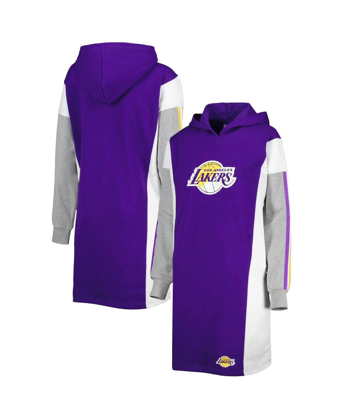 Shop G-iii 4her By Carl Banks Women's  Purple, White Los Angeles Lakers Bootleg Long Sleeve Hoodie T-shirt In Purple,white