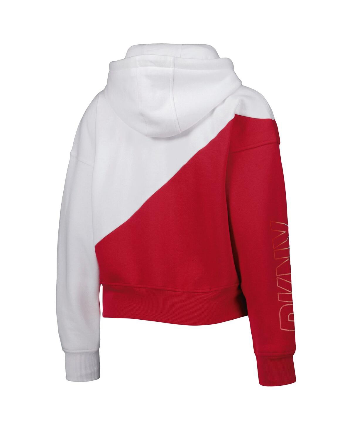Shop Dkny Women's  Sport White, Red Tampa Bay Buccaneers Bobbi Color Blocked Pullover Hoodie In White,red