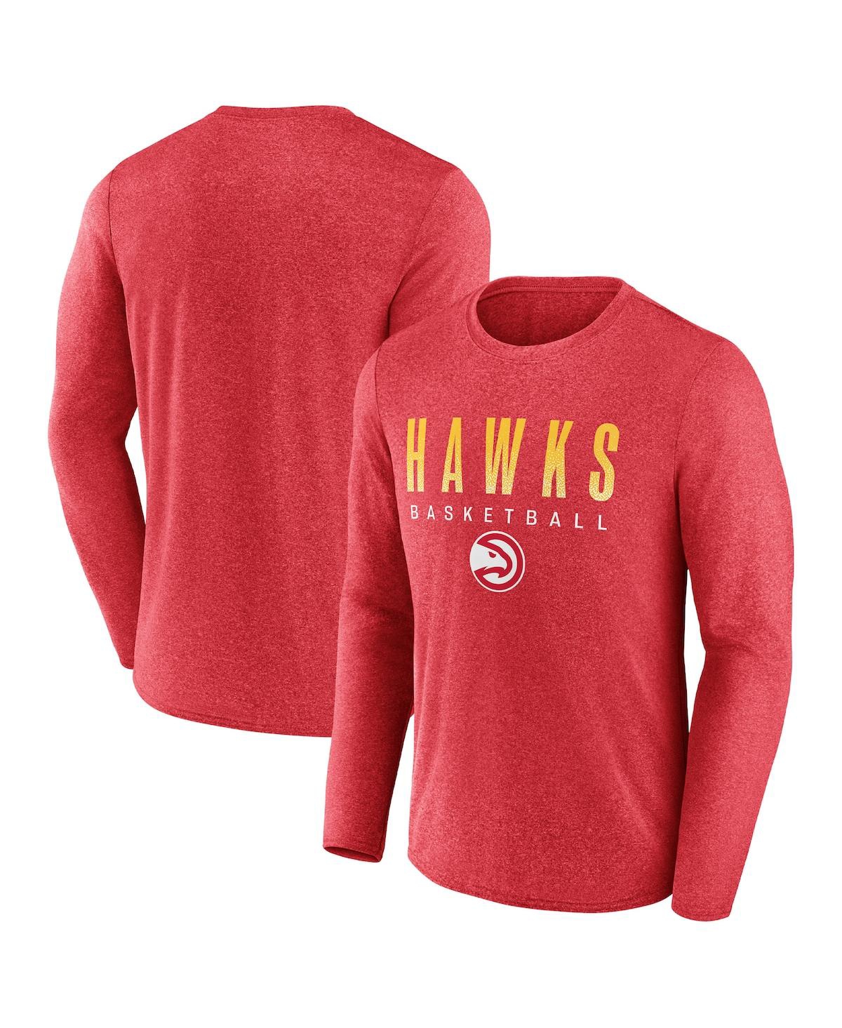 Shop Fanatics Men's  Heathered Red Atlanta Hawks Where Legends Play Iconic Practice Long Sleeve T-shirt