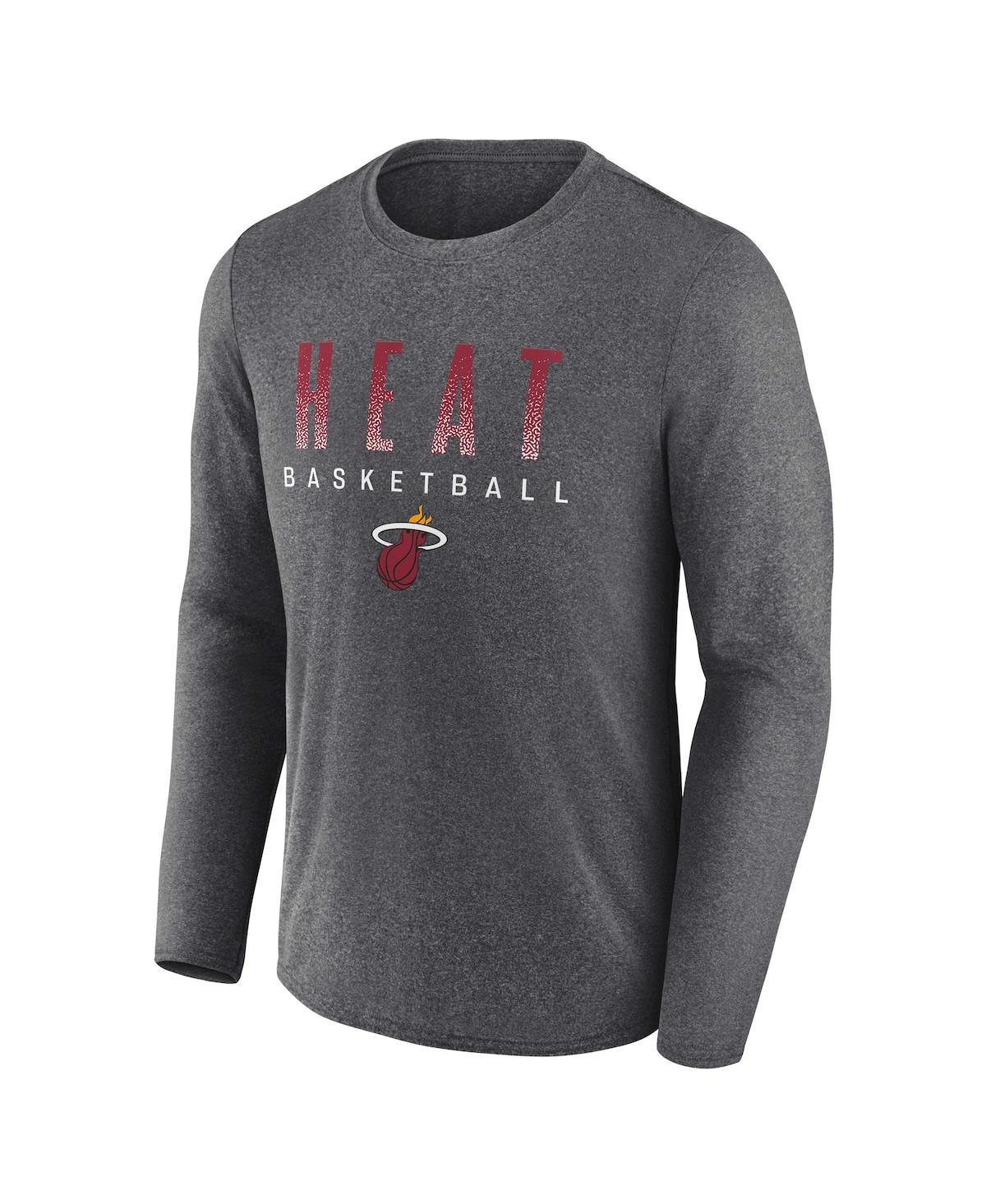 Men's FanaticsMiami Heat Where Legends Play Iconic Practice Long Sleeve T-shirt - Heathered Charcoal