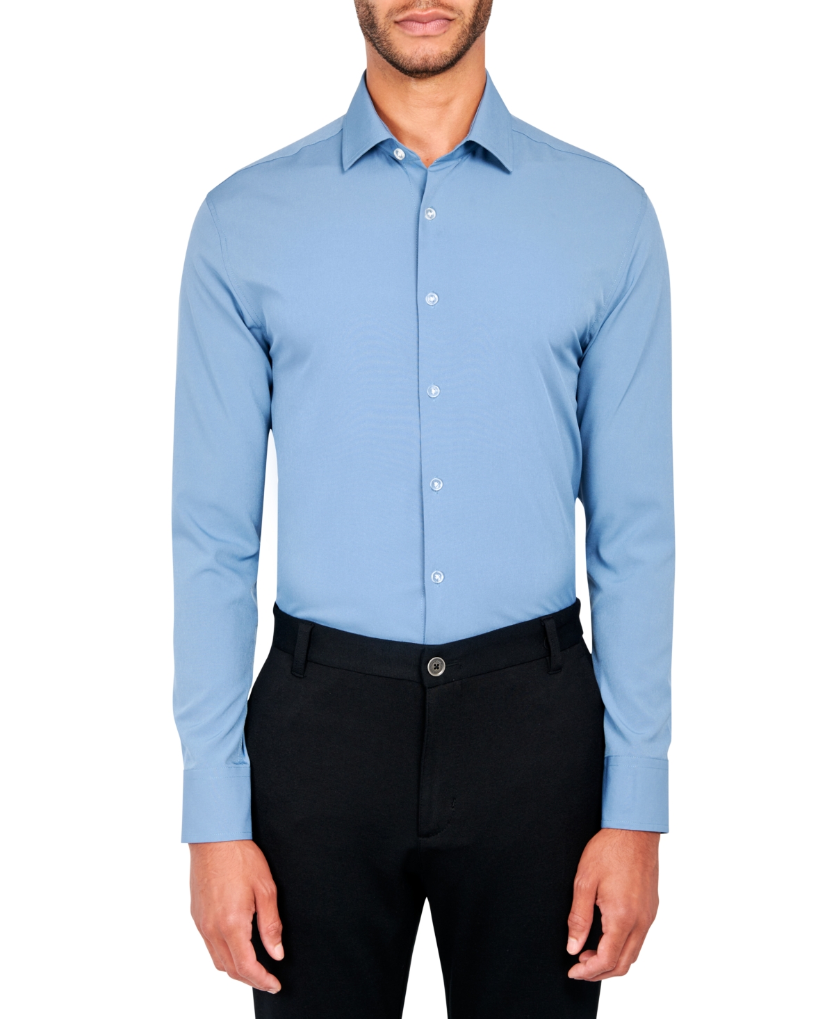 Construct Ceremony Men's Solid Performance Stretch Cooling Comfort Dress Shirt In Hydrangea