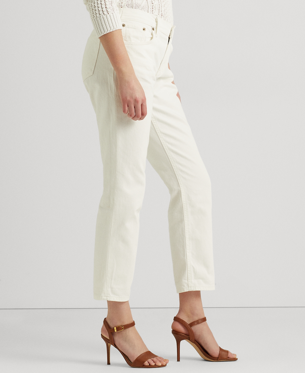 Shop Lauren Ralph Lauren Women's Relaxed Tapered Ankle Jeans In White Wash