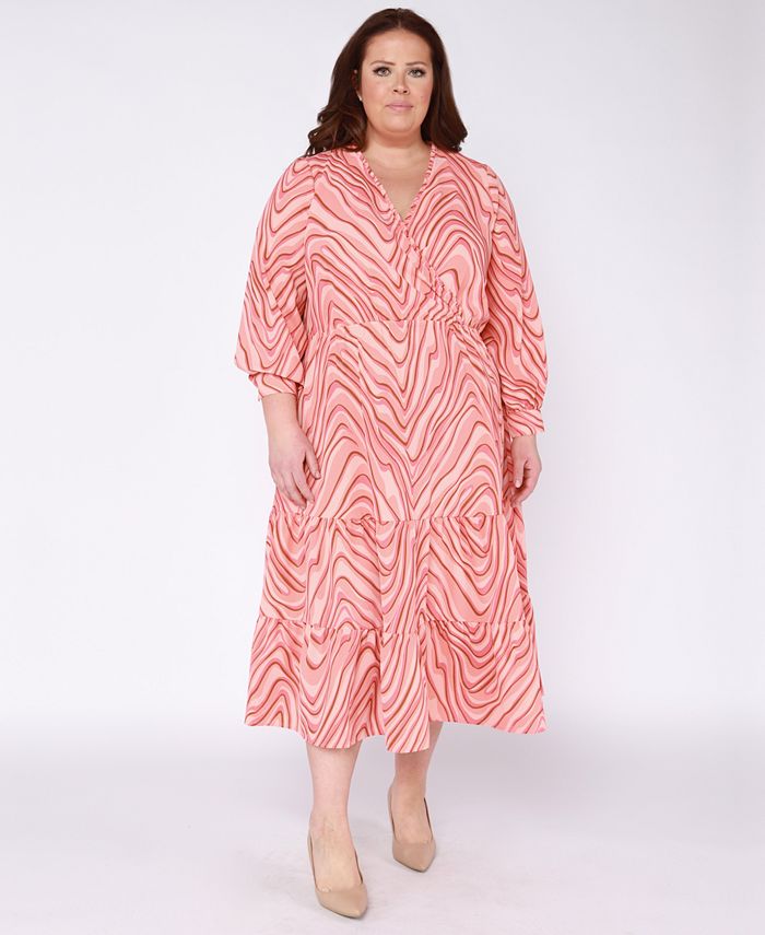 Black Tape Trendy Plus Size Surplice-Neck Tired Maxi Dress - Macy's