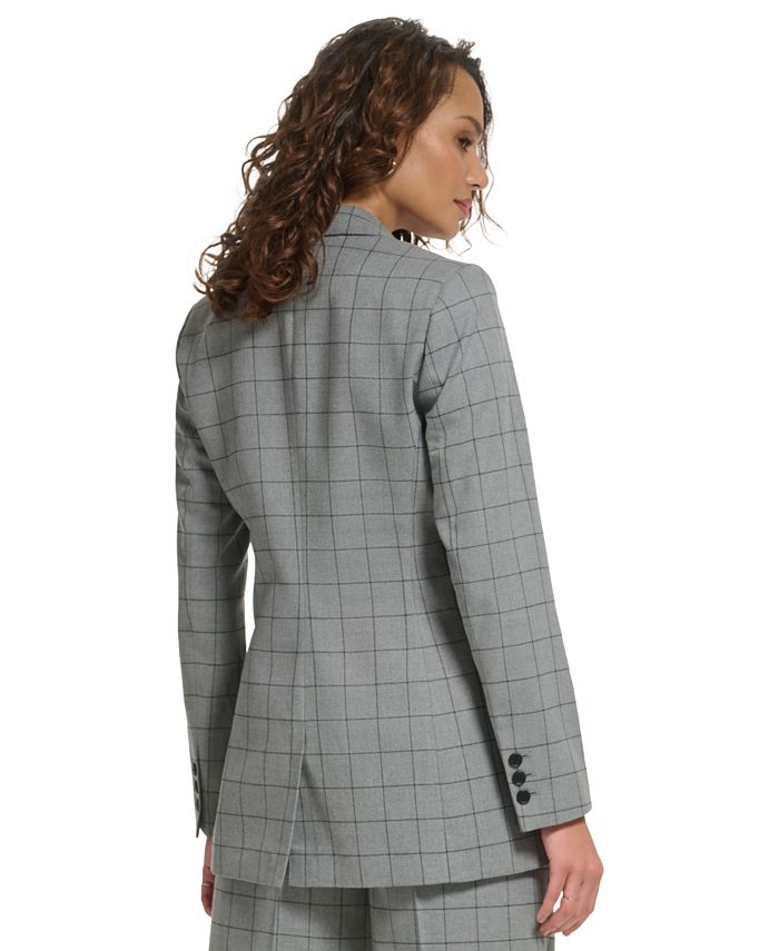 Calvin Klein Women's Check Peak-Lapel Topper Jacket - Macy's
