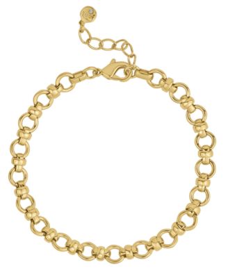Fine Silver-Plated or 18K Gold-Plated Circle Link Bracelet