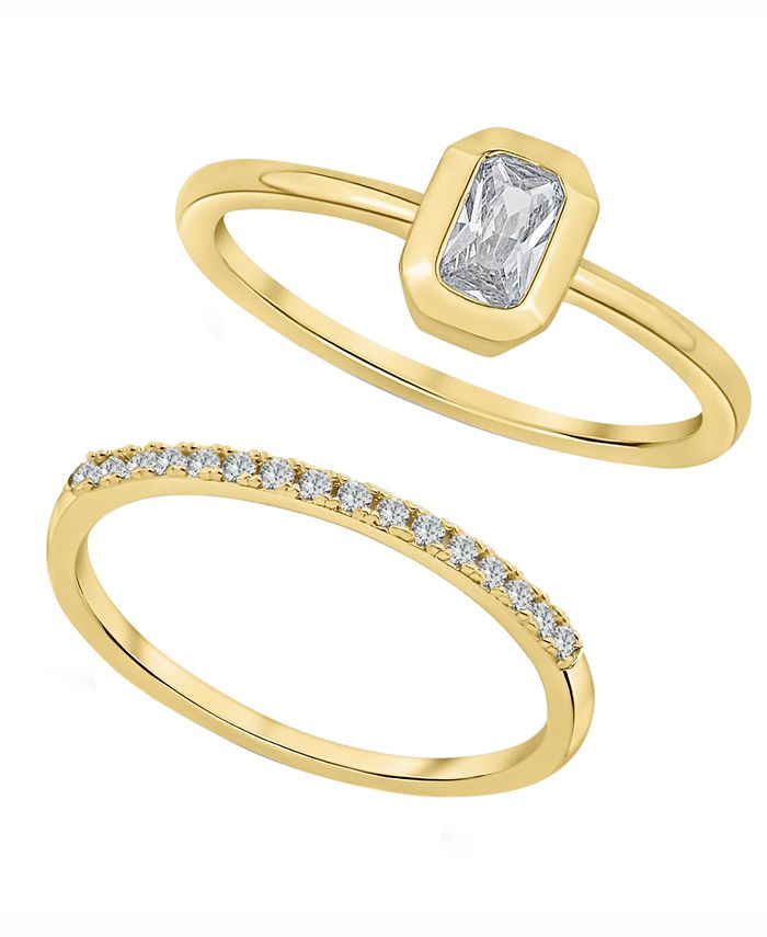 And Now This Cubic Zirconia 18K Gold-Plated 2-Piece Ring Set - Macy's