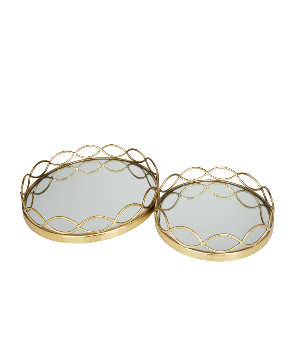 Rosemary Lane Stainless Steel Mirrored Tray, Set Of 2, 18", 14" W In Gold