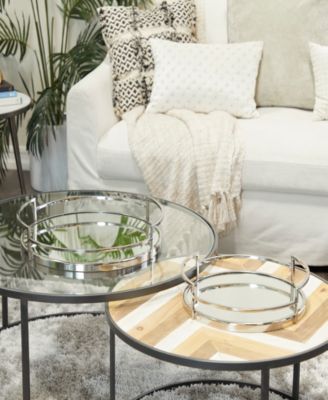 The Novogratz Silver Stainless Steel Metal  Mirrored Tray, Set of 2