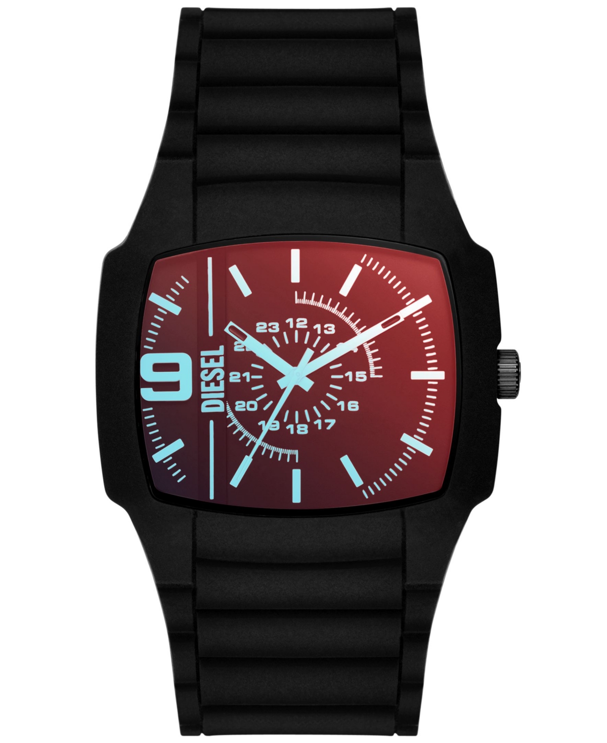 Shop Diesel Men's Cliffhanger Three-hand Black Silicone Watch 45mm
