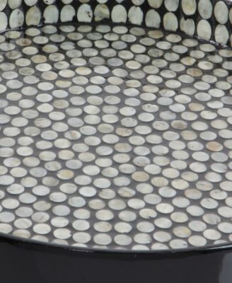 Mother of Pearl Handmade Tray with Slot Handles, 24" x 24" x 3"