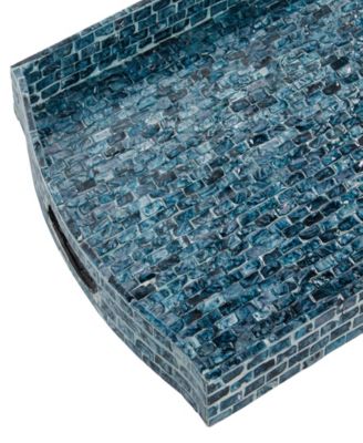 Mother of Pearl Tray with Slot Handles, Set of 2, 20", 18" W