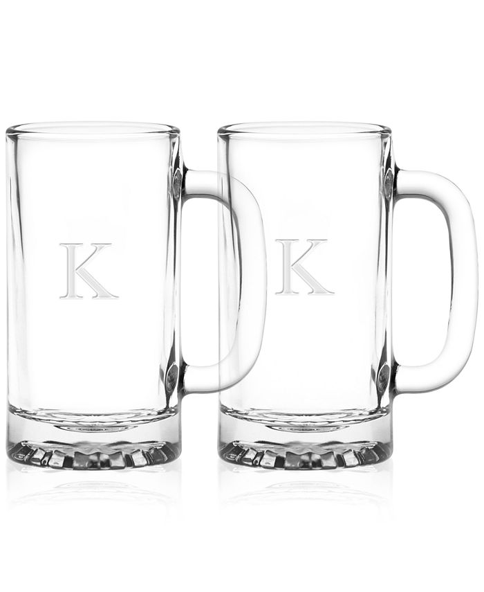 Culver - Glassware, S/2 Monogram Beer Mugs