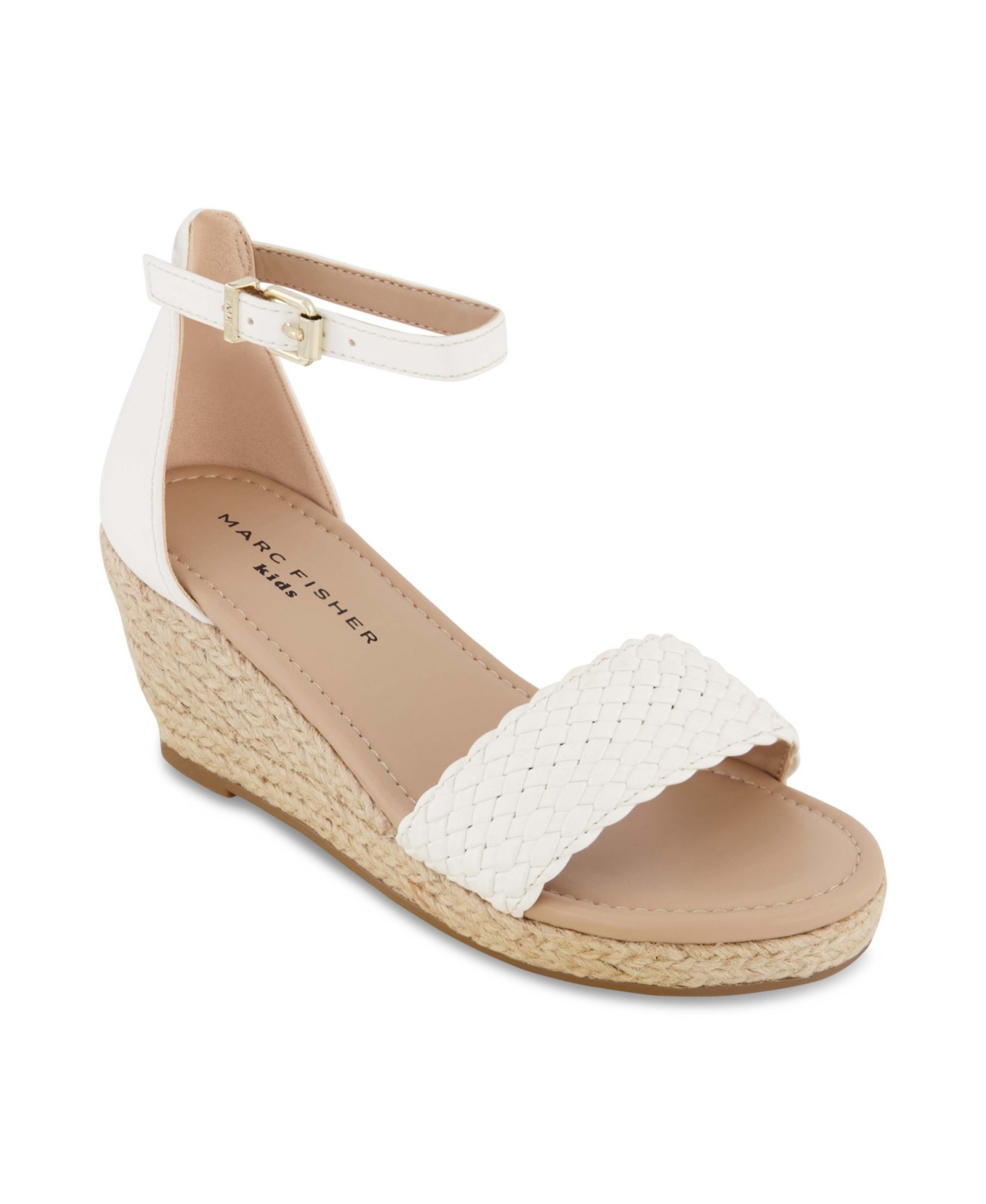 Shop Marc Fisher Little Girls Open Toe Wedge Sandals In White