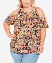 Macys plus size cold shoulder tops sales