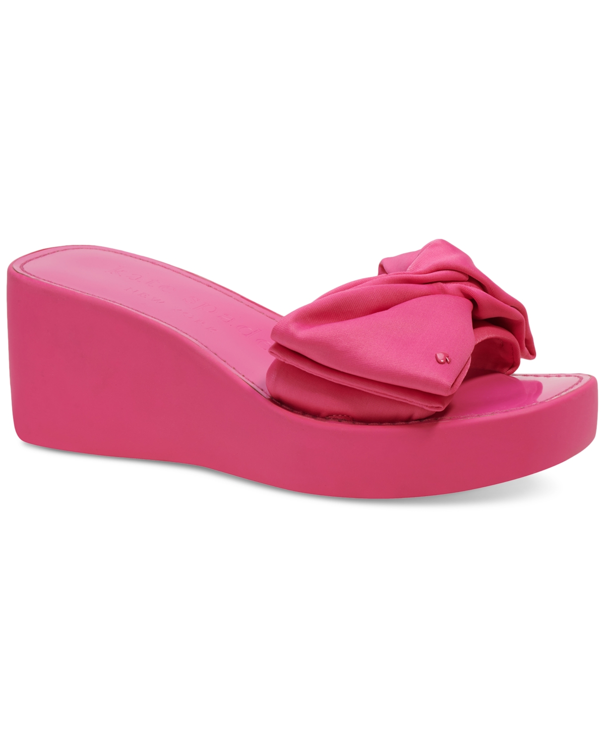 Kate Spade Women's Bikini 25mm Bow-accent Wedge Slides In Energy Pink