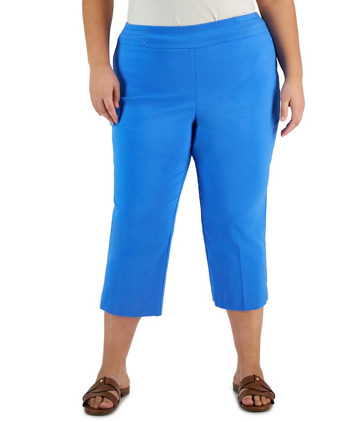 JM Collection Plus Size Tummy Control Pull-On Capri Pants, Created for ...