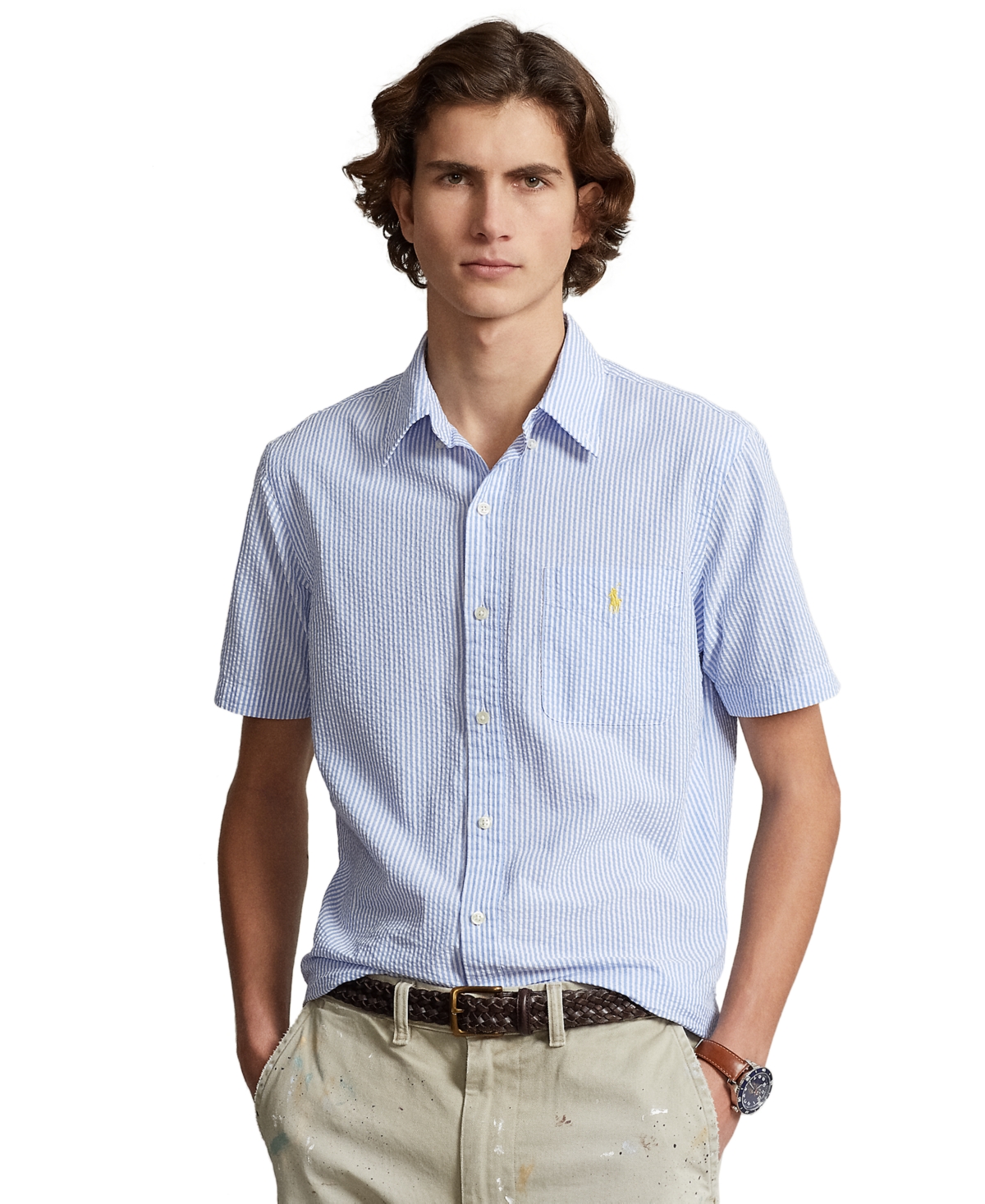 Polo Ralph Lauren Seersucker Shirt In Blue,white