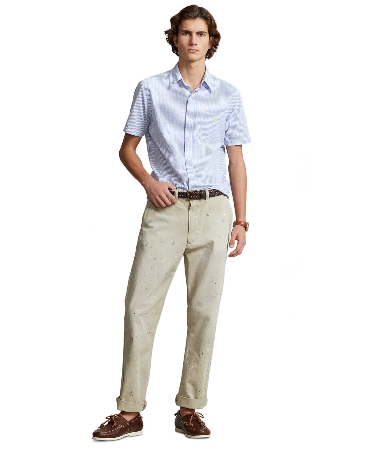 Мужские Polo Ralph Lauren Men's RL Prepster Classic-Fit Seersucker Shirt — фото 3