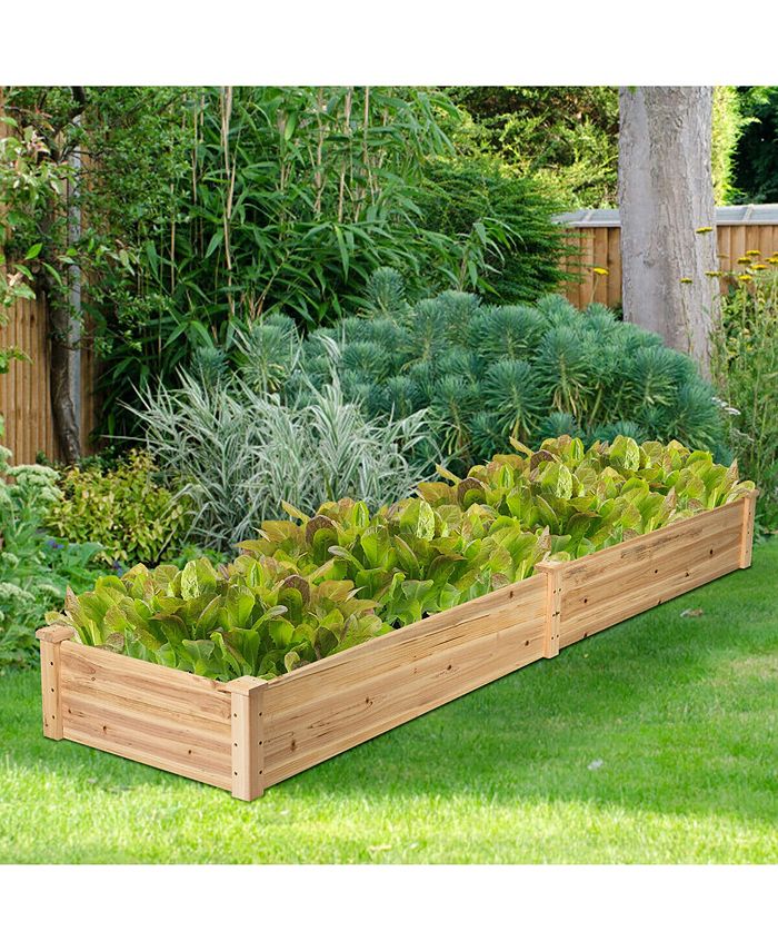 Costway Wooden Vegetable Raised Garden Bed Backyard Patio Grow Flowers Planter Macy's