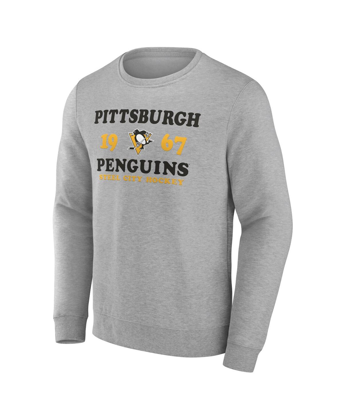 Shop Fanatics Men's  Heather Charcoal Pittsburgh Penguins Fierce Competitor Pullover Sweatshirt