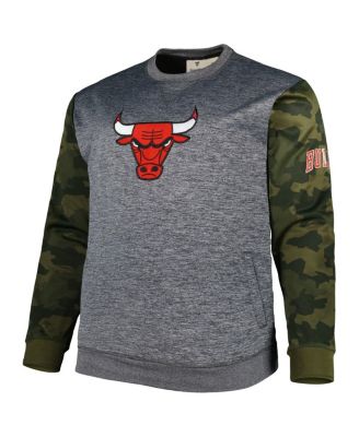 Men's Heather Charcoal Chicago Bulls Big and Tall Camo Stitched Sweatshirt
