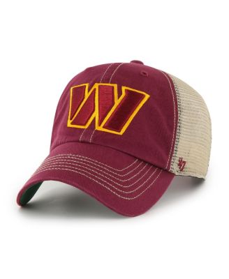 Men's Burgundy, Natural Washington Commanders Trawler Clean Up Trucker Snapback Hat