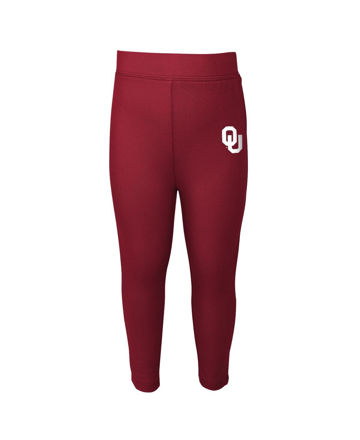 Shop Outerstuff Preschool Girls Heathered Gray, Crimson Oklahoma Sooners Forever Love T-shirt And Leggings Set In Heathered Gray,crimson