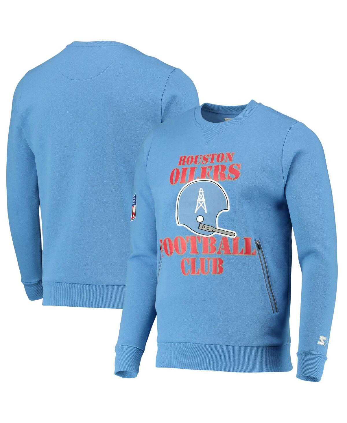 Shop Starter Men's  Light Blue Houston Oilers Locker Room Throwback End Zone Pullover Sweatshirt