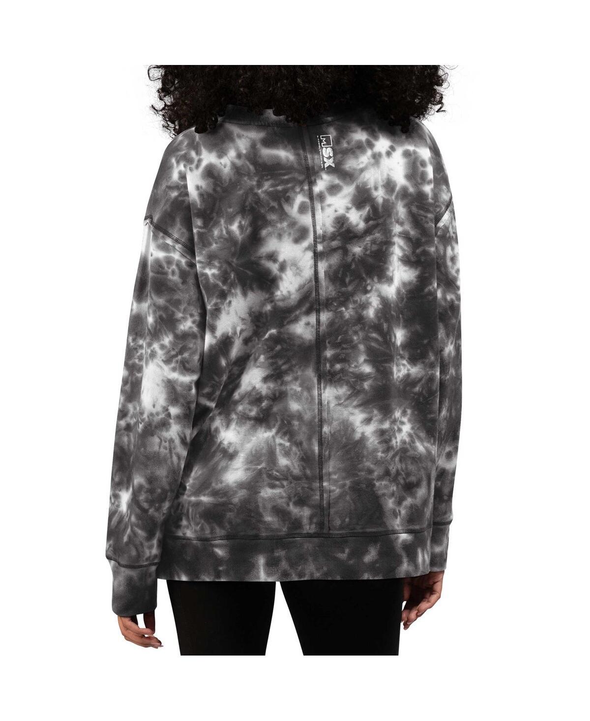 Shop Msx By Michael Strahan Women's  Black Las Vegas Raiders Bailey Tie-dye Pullover Sweatshirt