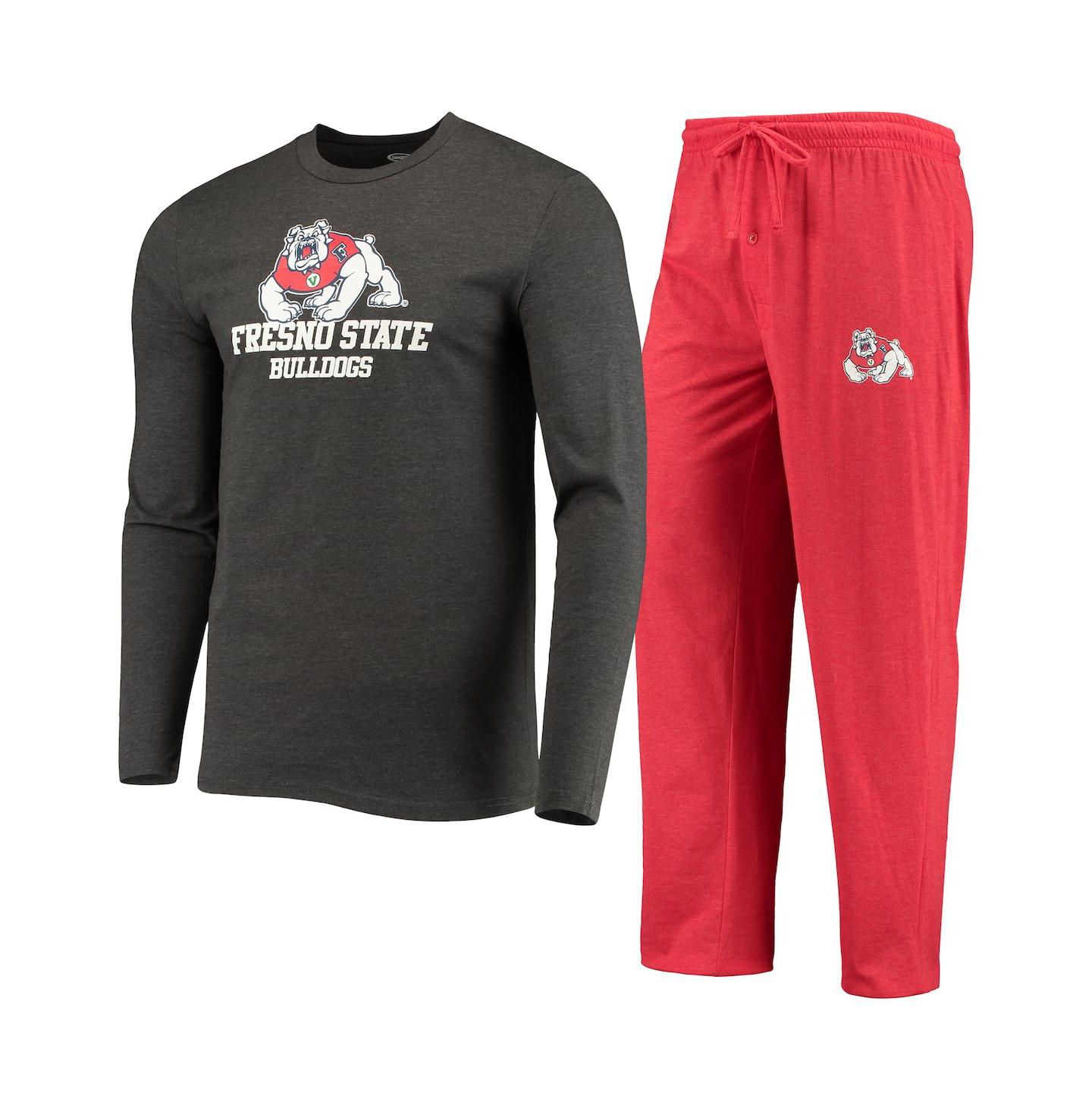 Мужская пижама Concepts Sport Fresno State Bulldogs Meter, Red/Heathered Charcoal — фото 4