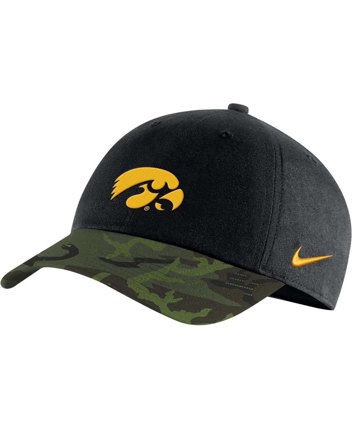Nike Men's  Black, Camo Iowa Hawkeyes Veterans Day 2tone Legacy91 Adjustable Hat In Black,camo