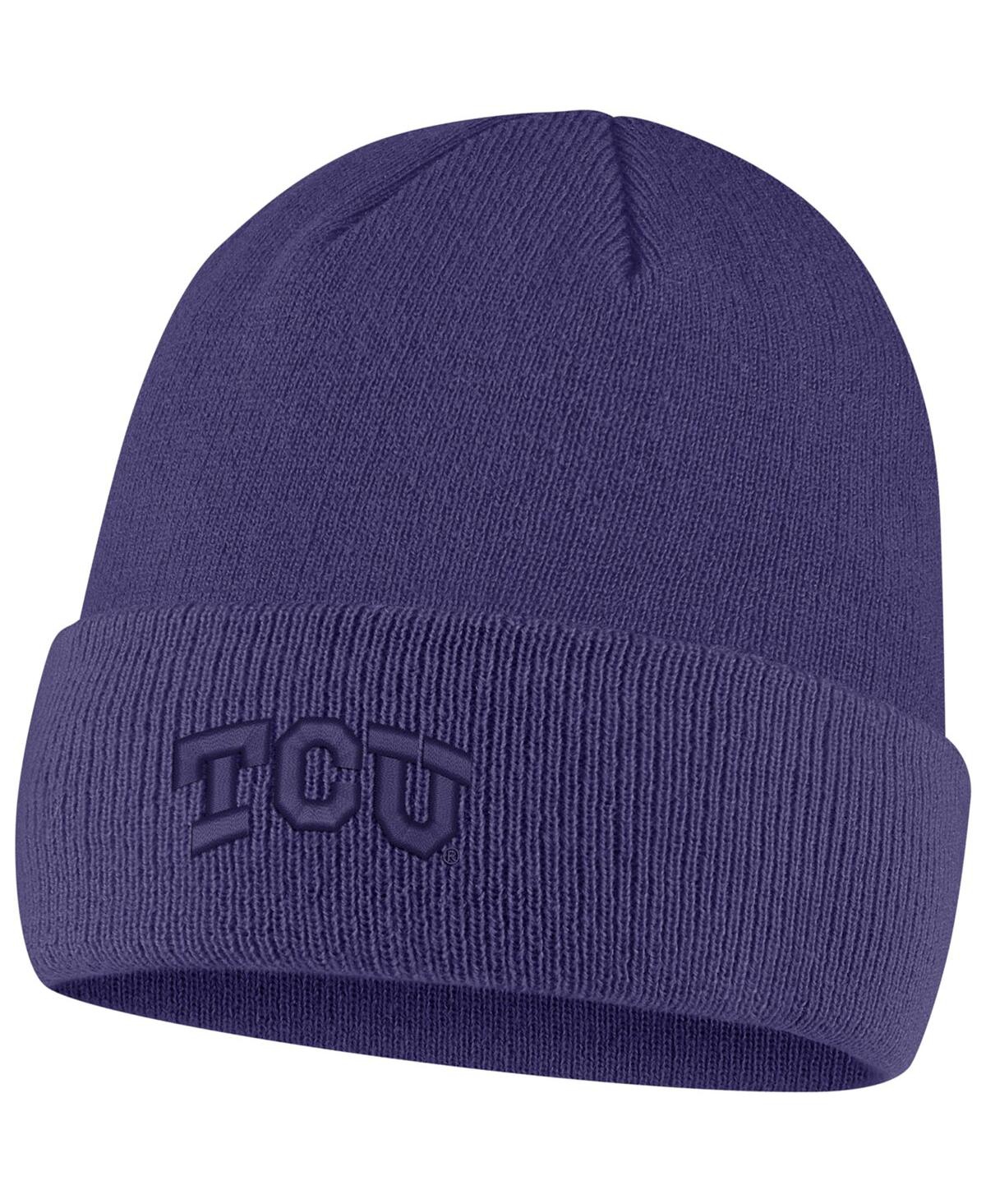 Shop Nike Men's  Purple Tcu Horned Frogs Tonal Cuffed Knit Hat