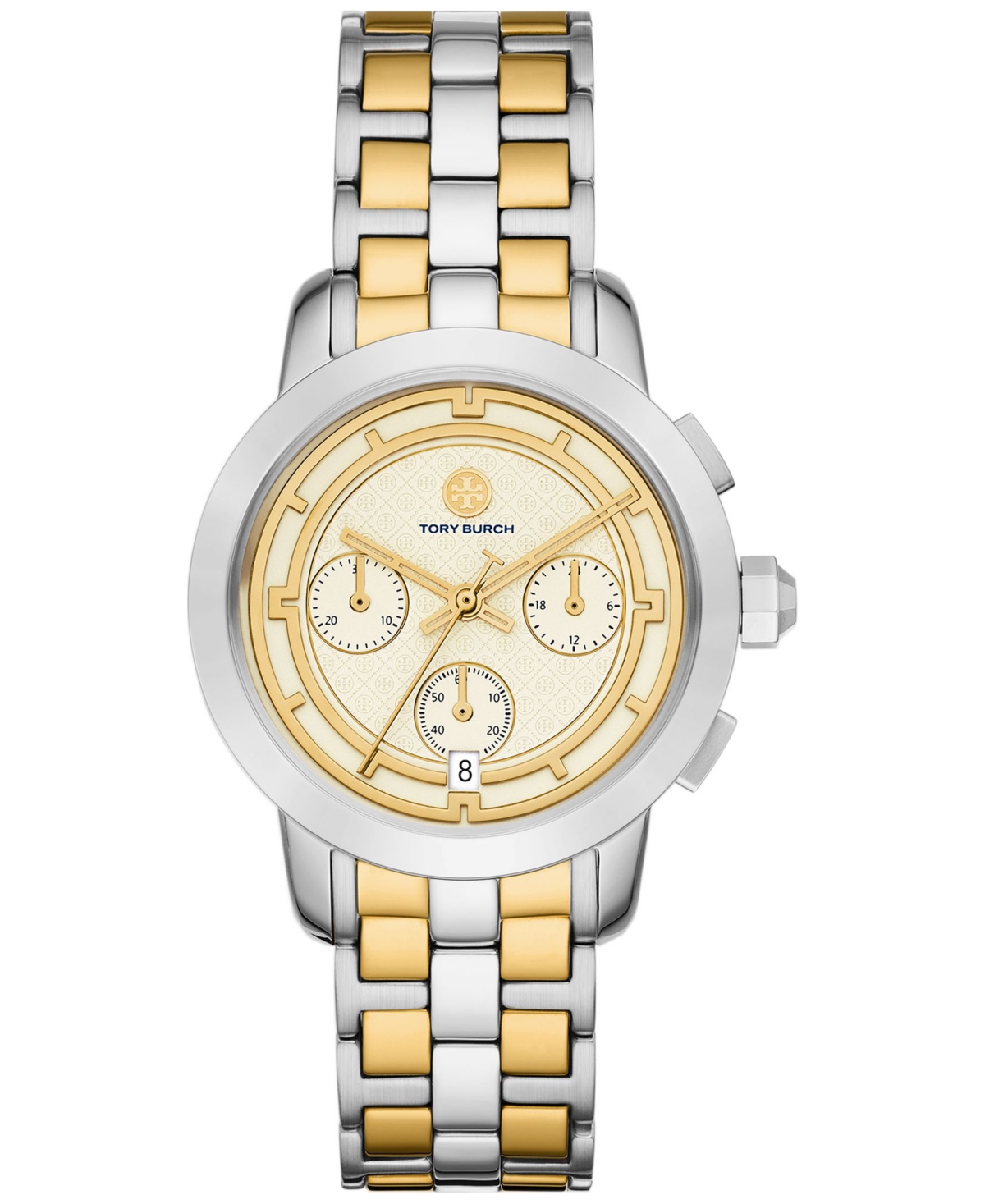 Shop Tory Burch Women's Chronograph Two-tone Stainless Steel Bracelet Watch 37mm In Multicolor