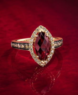 Pomegranate Garnet (2 ct. t.w.) & Diamond (1/2 ct. t.w.) Halo Ring in 14k Rose Gold