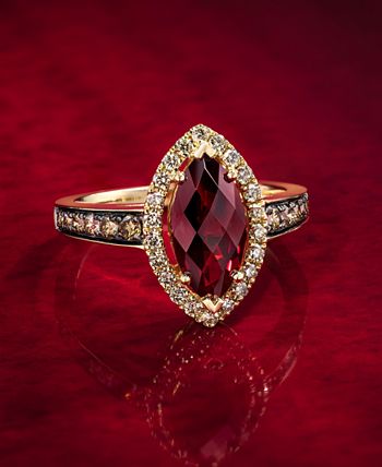 Le Vian Pomegranate Garnet (2 ct. t.w.) & Diamond (1/2 ct. t.w.) Halo Ring  in 14k Rose Gold - Macy's