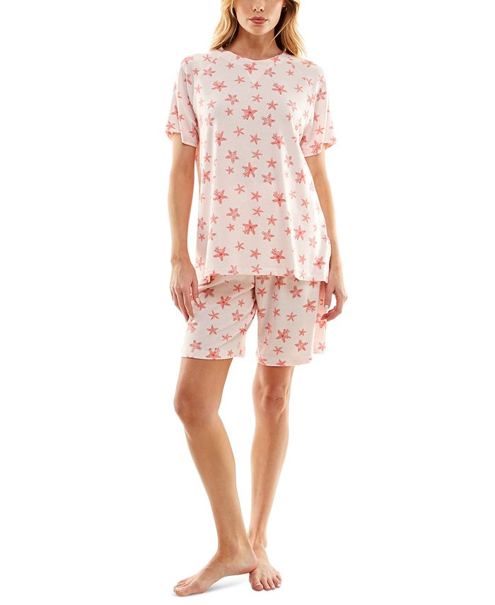 Roudelain Women's Printed Bermuda Shorts Pajama Set Macy's