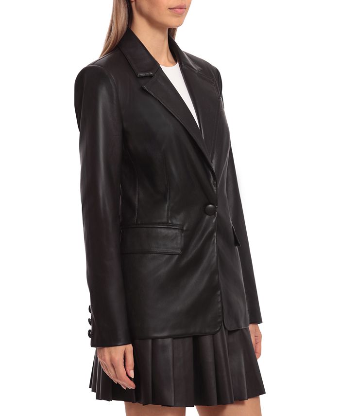 Faux Leather Blazer Size: L