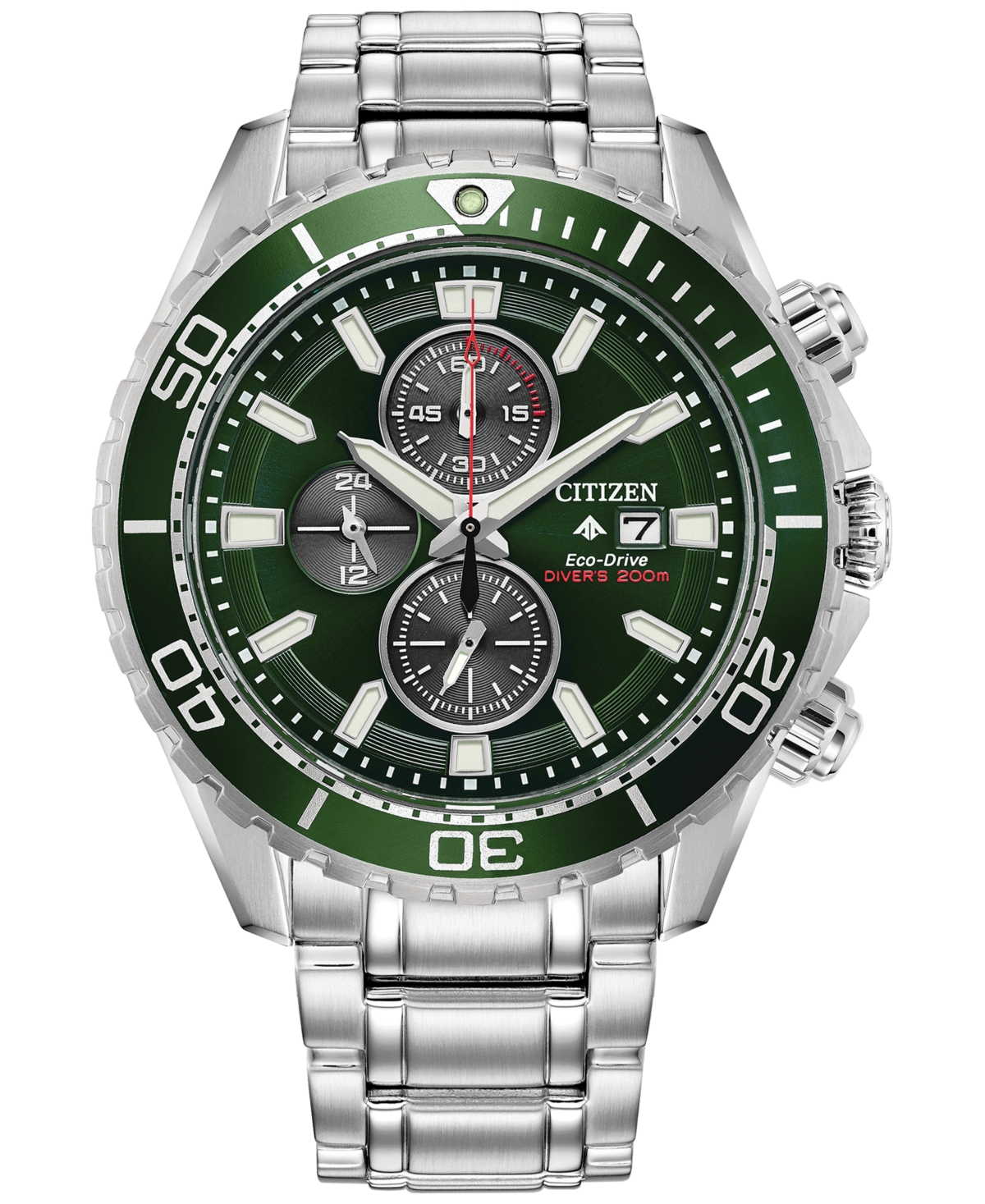 Citizen Eco-drive Men's Chronograph Promaster Dive Stainless Steel Bracelet Watch 45mm In Green
