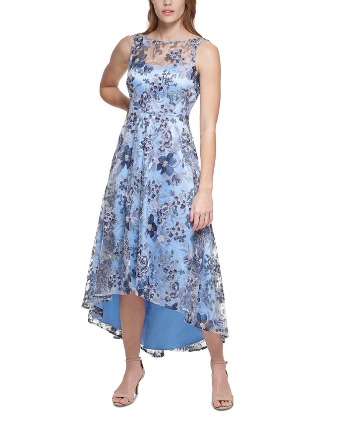 Eliza J Women's Illusion-Yoke Embroidered Lace High-Low Dress & Reviews -  Dresses - Women - Macy's