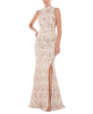 JS Collections Women's Embroidered Mock-Neck Sequined Gown - Macy's
