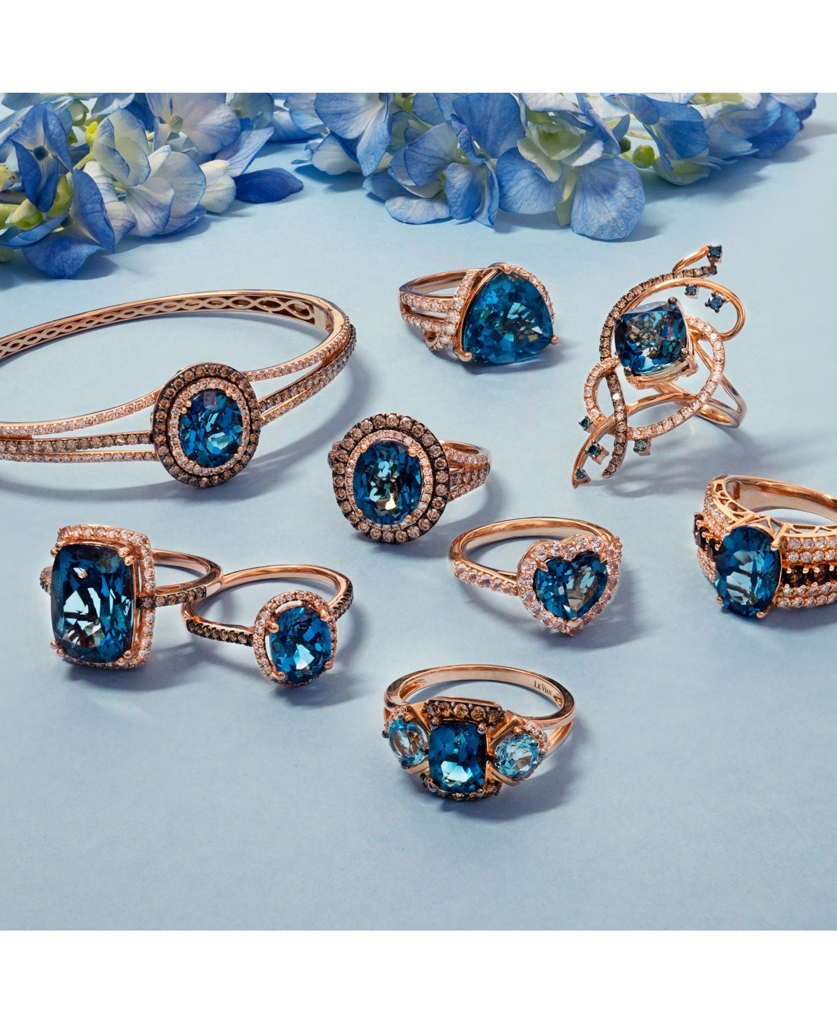 Le Vian Crazy Collection Deep Sea(5-3/8 ct. t.w.) and Diamond (3/4 ct. t.w.) Ring in 14k Rose Gold - Blue Topaz