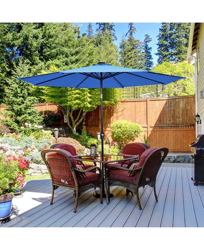 Costway 10' Solar LED Lighted Patio Market Umbrella Shade Tilt