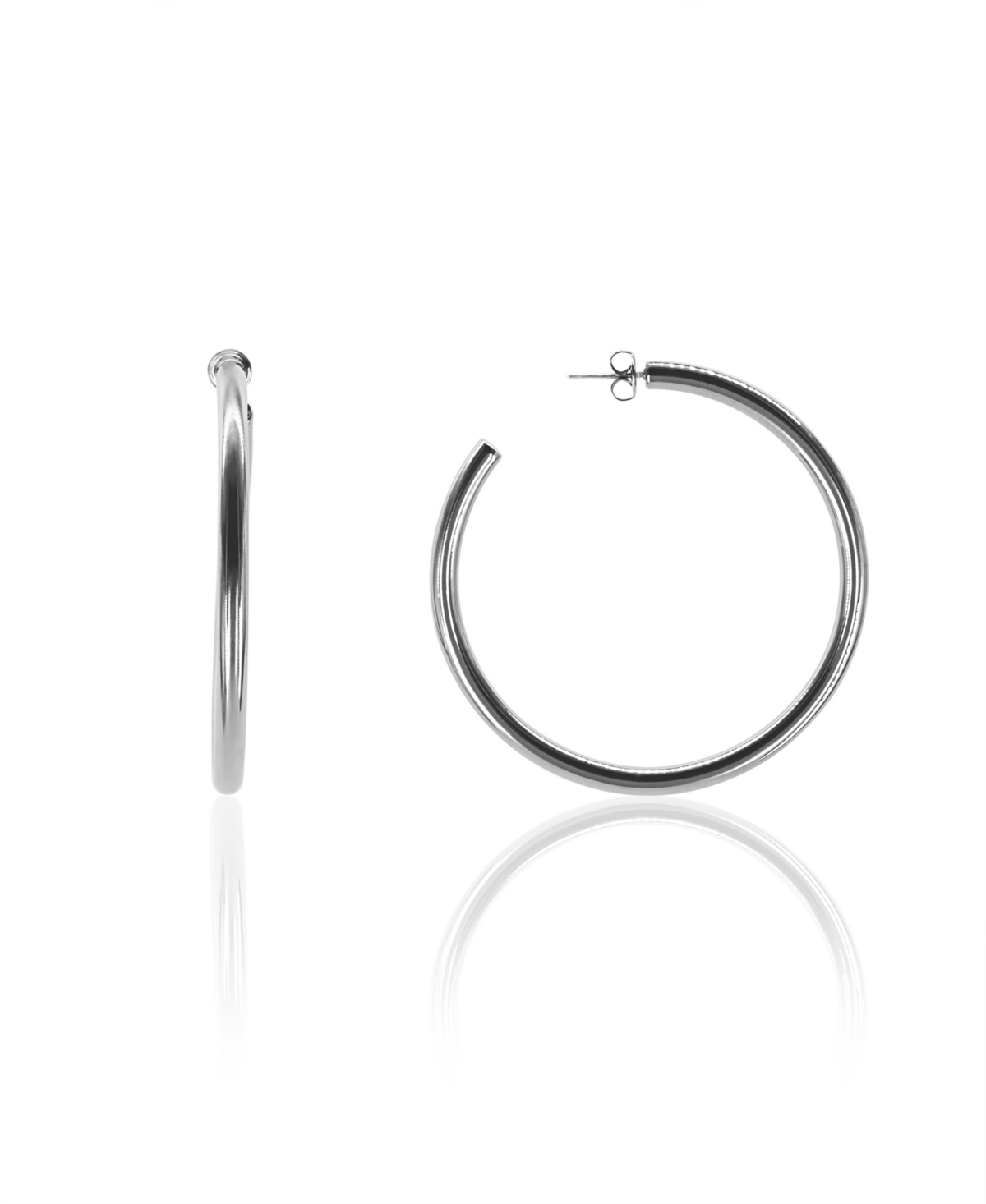 Shop Oma The Label Liv 2 1/3" Large Hoops In White Gold- Plated Brass, 60mm In Silver