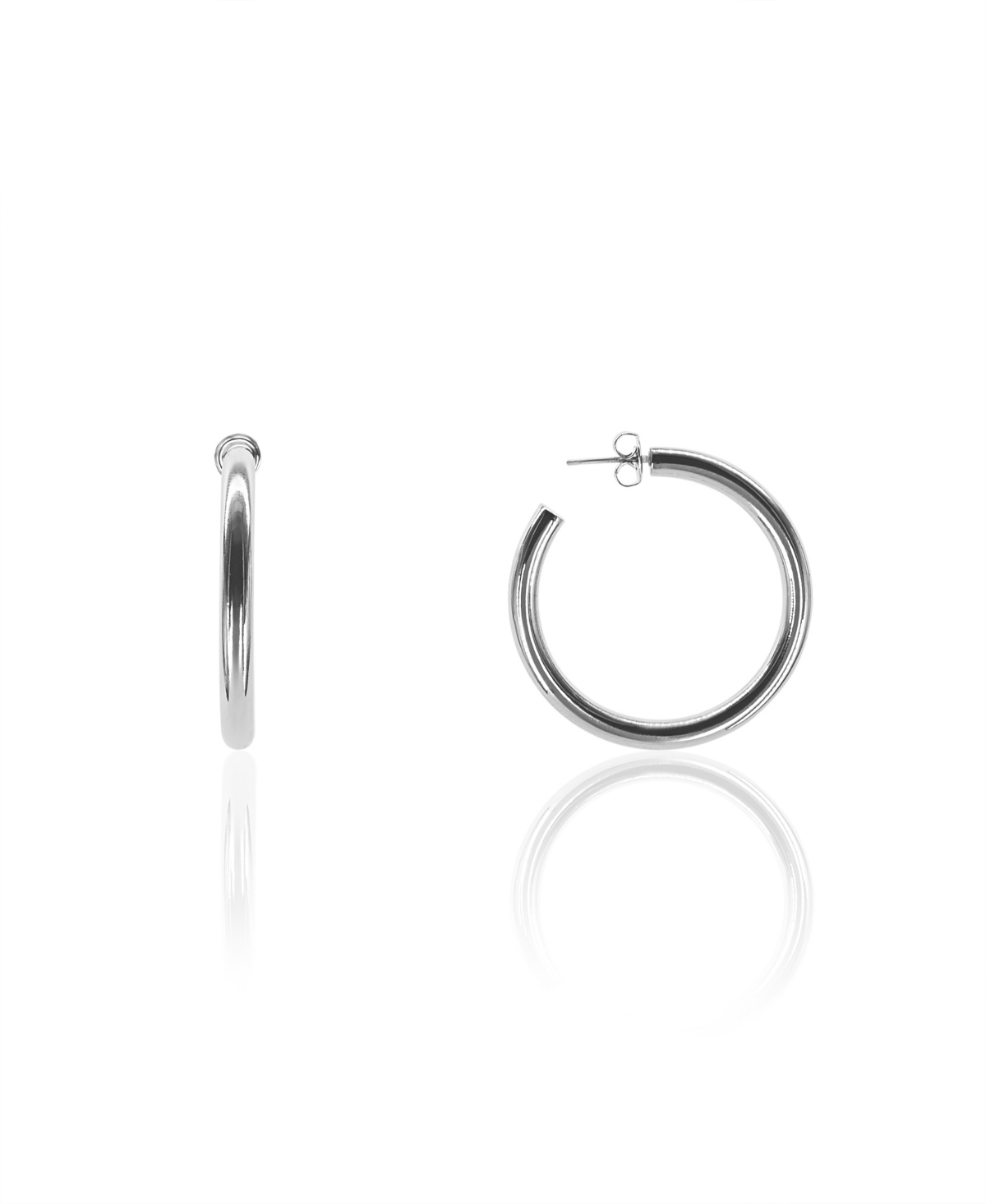 Oma The Label Liv 1 1/2" Medium Hoops In White Gold- Plated Brass, 40mm In Silver