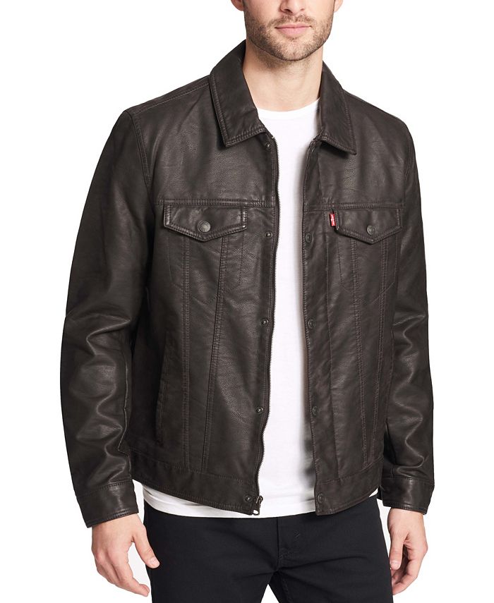 Levi's Men's Faux Leather Trucker Jacket & Reviews - Coats & Jackets ...