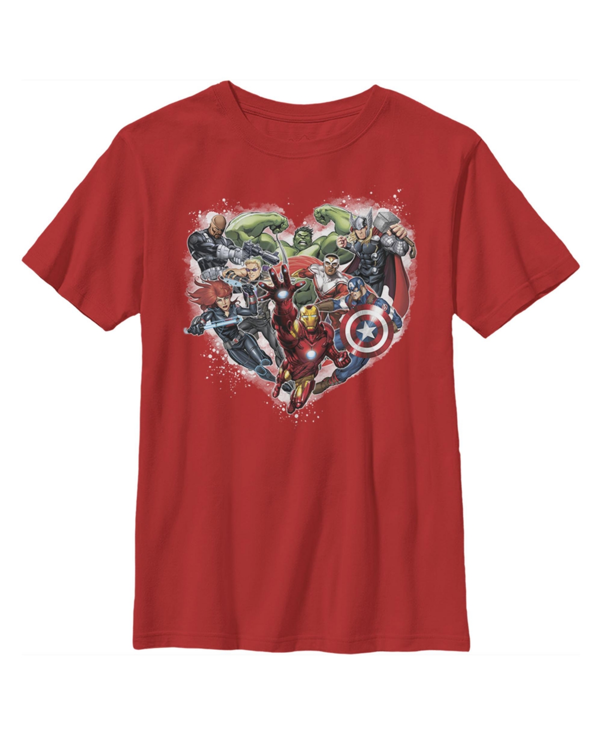 Marvel Boy's  Avengers Assemble Heart Collage Child T-shirt In Red