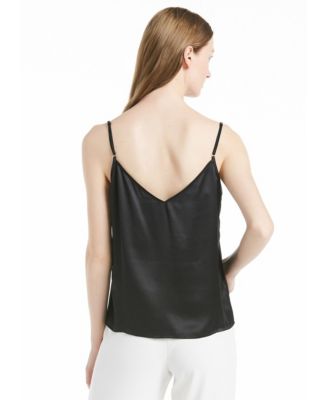 Women's V Neckline Silk Camisole with Spaghetti Straps