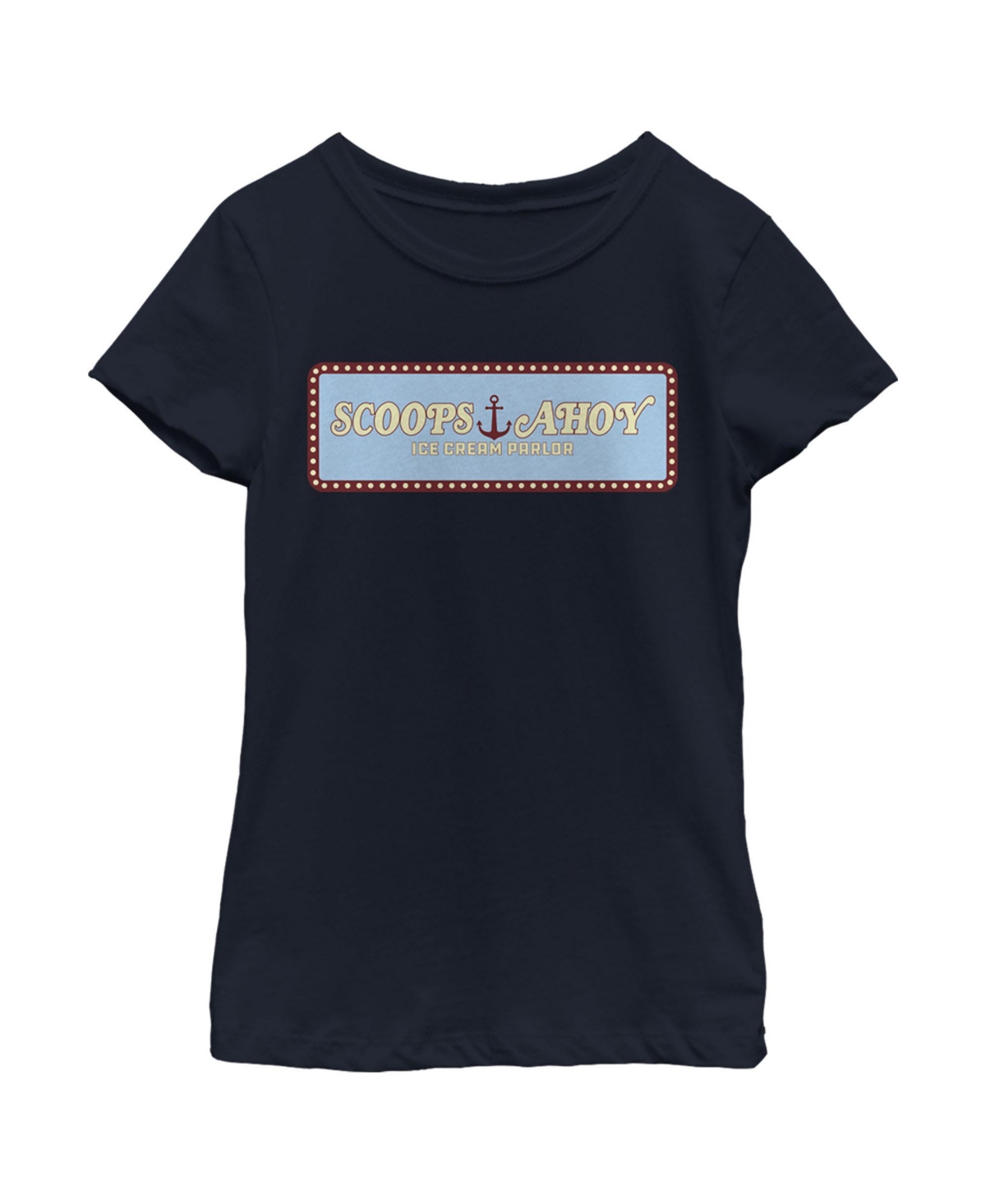 Netflix Girl's Stranger Things Scoops Ahoy Logo Child Tshirt In Navy