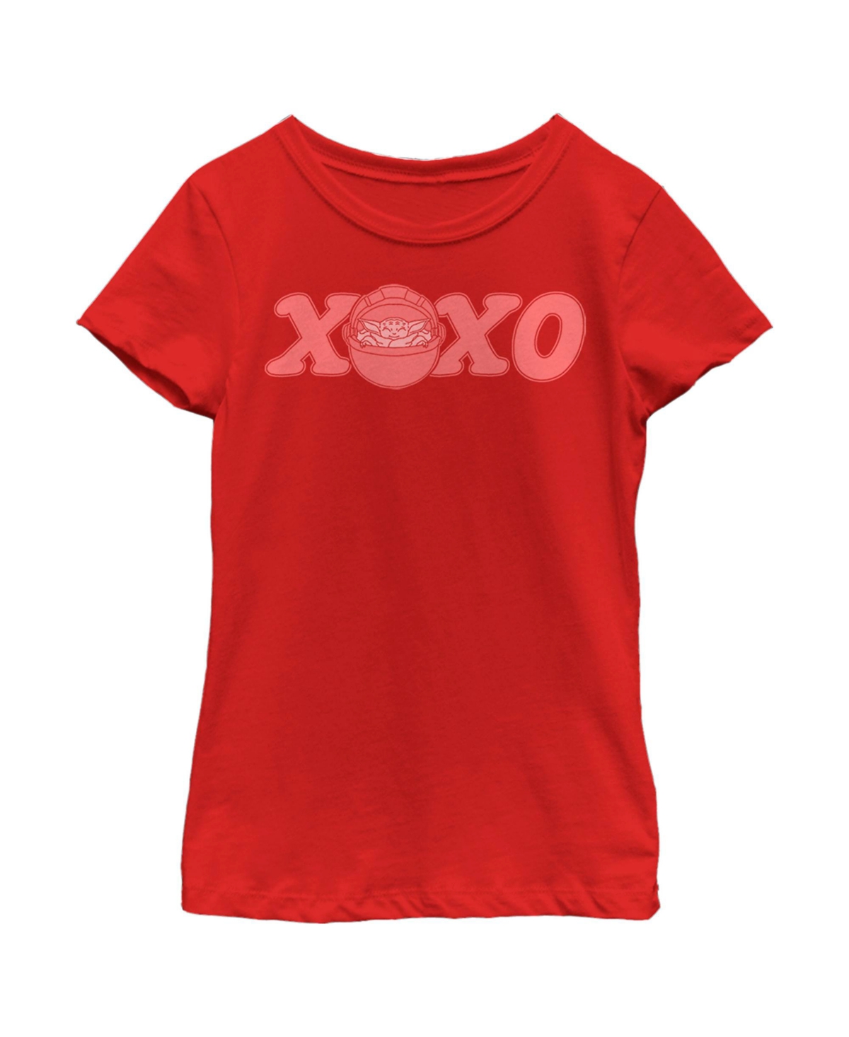 Disney Lucasfilm Girl's Star Wars: The Mandalorian Valentine's Day The Child Xoxo Bassinet Child T-shirt In Red