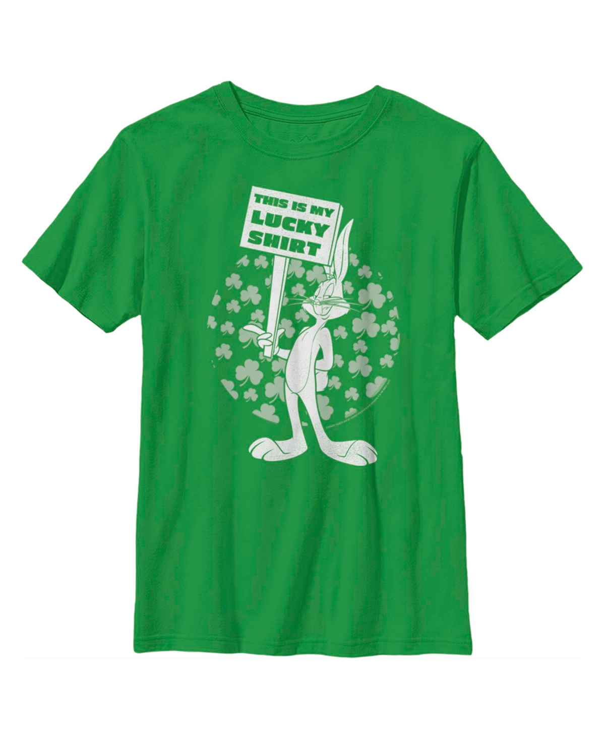 Warner Bros Kids' Boy's Looney Tunes St. Patrick's Day Bugs Bunny This Is My Lucky Shirt Child T-shirt In Kelly Green